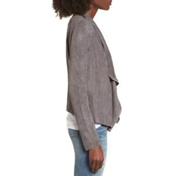 BLANKNYC Drape Front Faux Suede Asymmetrical Zip Jacket Grey XS - Picture 11 of 14